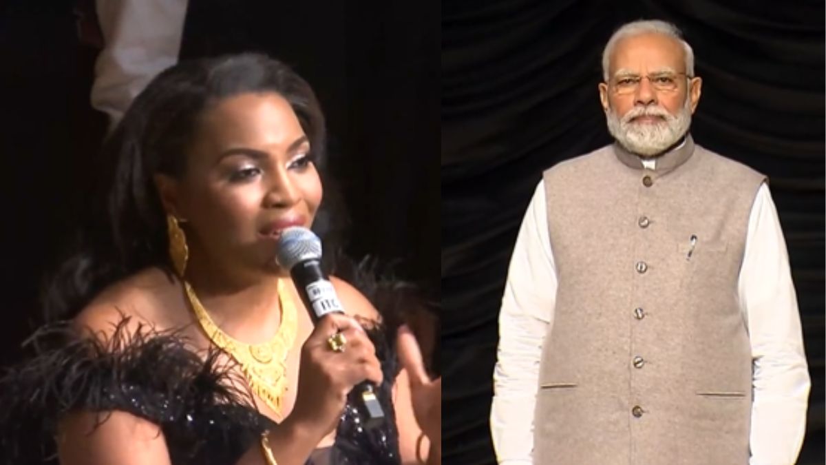  American singer Mary Millben touches the feet of PM Modi, sings the Indian national anthem. Watch